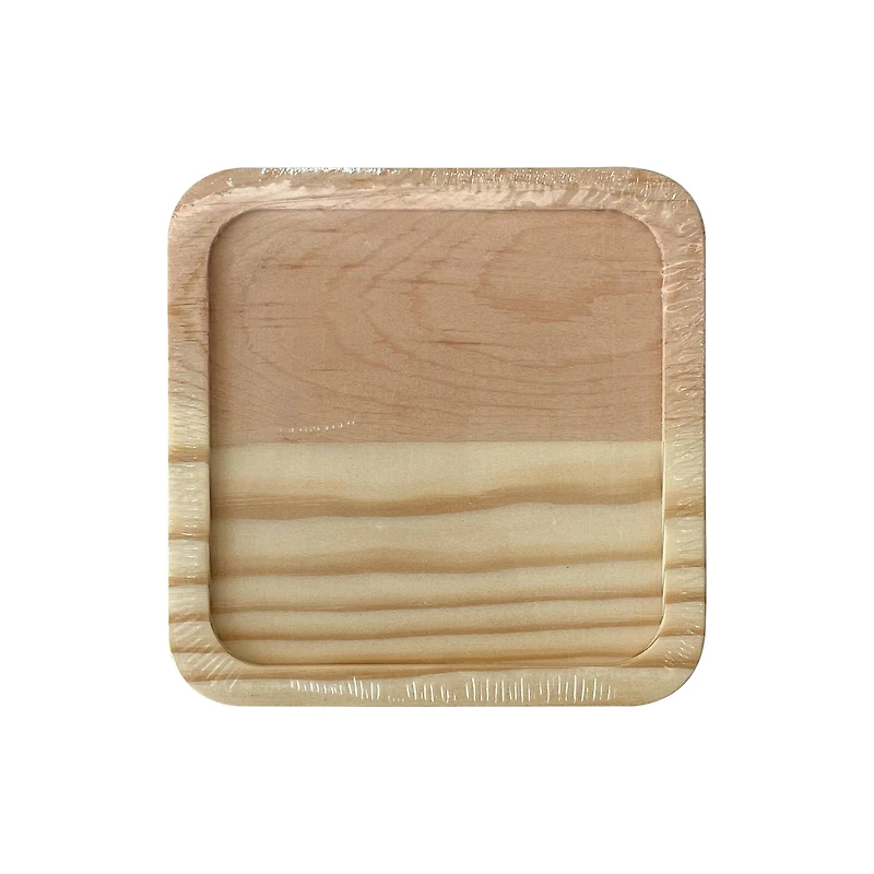 Square Welled Pinewood Coasters, 4ct. by Make Market®