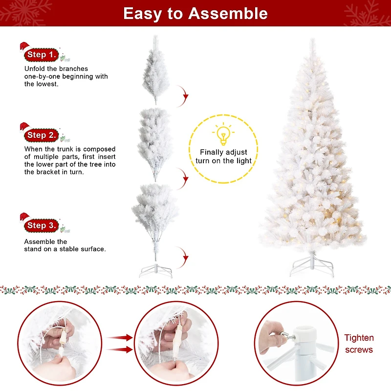 8ft. Pre-Lit White Pine Artificial Christmas Tree, Warm White Lights