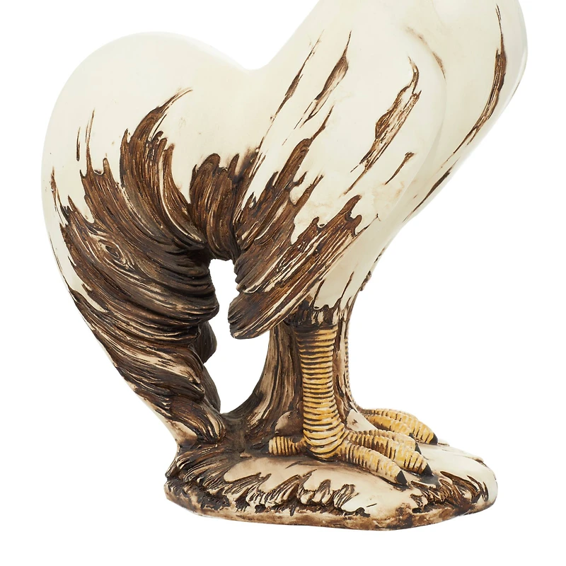 15" White Rooster Garden Sculpture