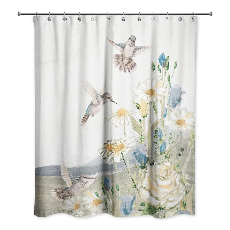 Hummingbirds with Flowers 71" x 74" Shower Curtain