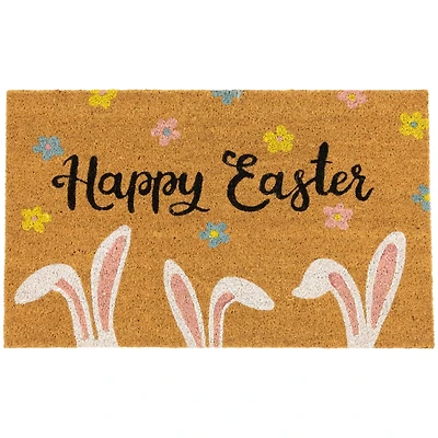 18" x 30" Natural Coir Happy Easter Bunny Ears Doormat 