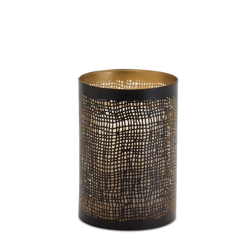 Abstract Punched Metal Candle Holder Set
