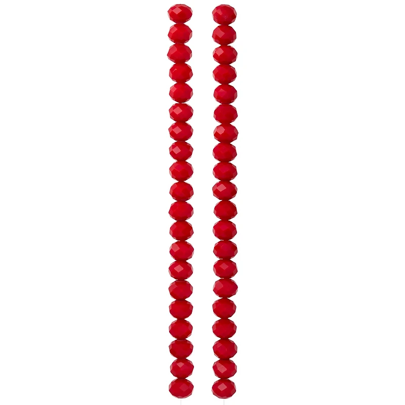12 Packs: 40 ct. (480 total) Red Faceted Glass Rondelle Beads, 8mm by Bead Landing™