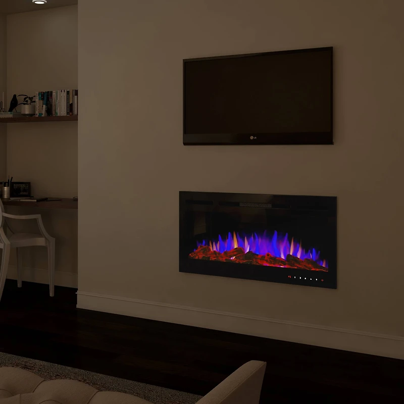 Hastings Home 36" Black Wall Mount Electric Fireplace