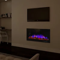 Hastings Home 36" Black Wall Mount Electric Fireplace