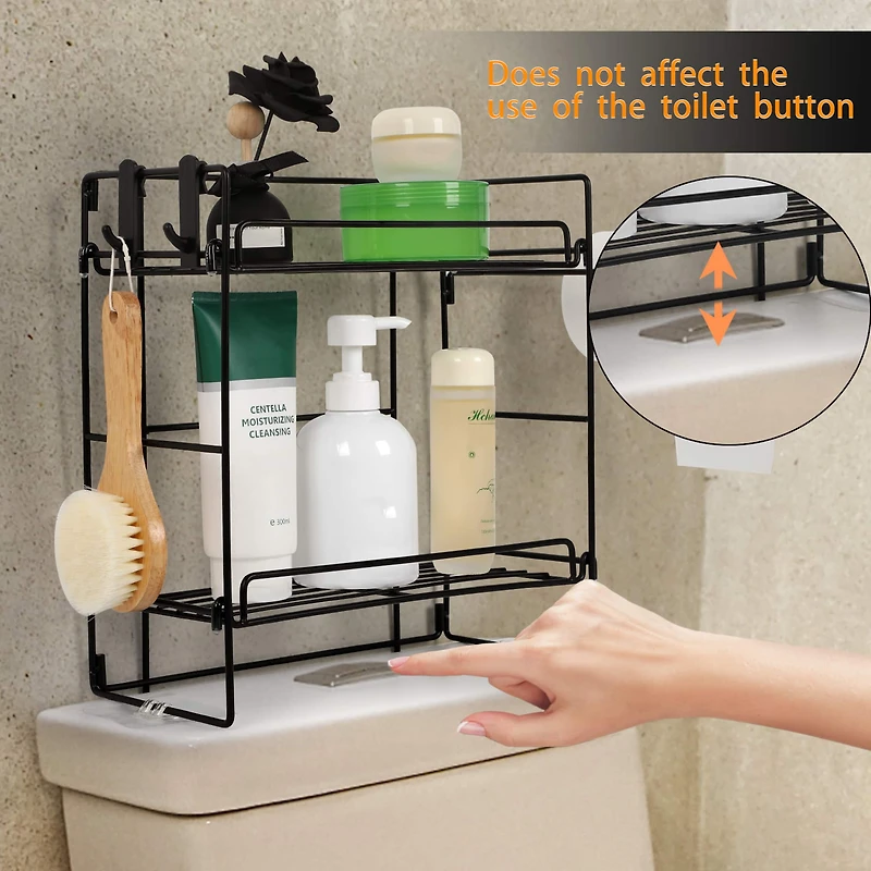 Over The Toilet Storage Shelf Organizer Basket with Paper Towel Holder