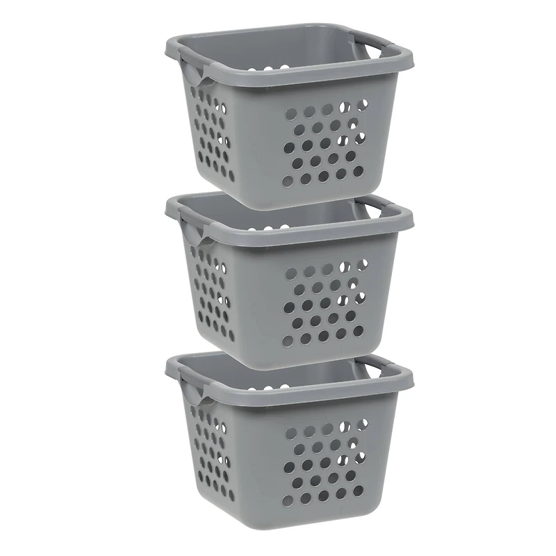 IRIS 30L Gray/Dark Gray Compact Laundry Basket Hamper, 3 Pack