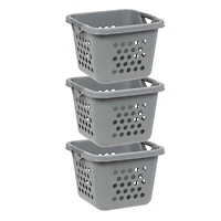 IRIS 30L Gray/Dark Gray Compact Laundry Basket Hamper, 3 Pack
