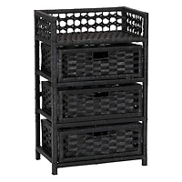 Household Essentials Woven 3 Drawer Chest with Cutout Handles