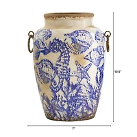 10.5" Nautical Ceramic Urn Vase