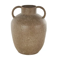 12" Brown Antique Inspired Metal Vase with Handles