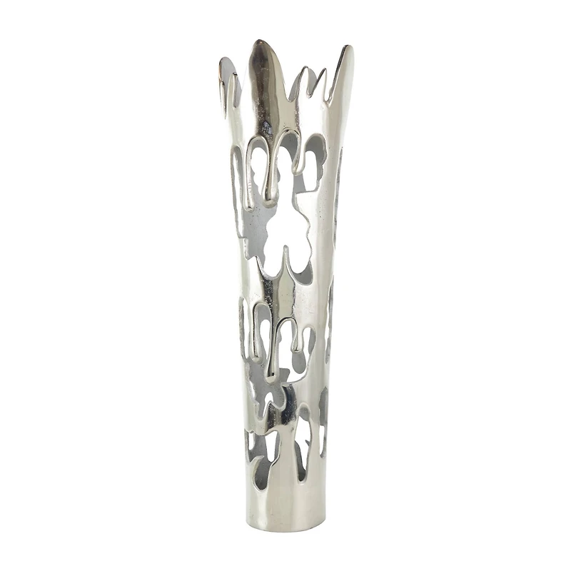 31" Silver Aluminum Drip Vase with Melting Designed Body