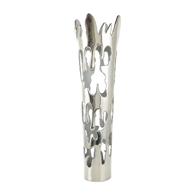 31" Silver Aluminum Drip Vase with Melting Designed Body