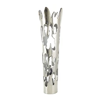 31" Silver Aluminum Drip Vase with Melting Designed Body