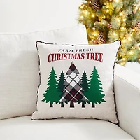 Glitzhome® Farm Fresh Heavy Cotton Christmas Tree Throw Pillow