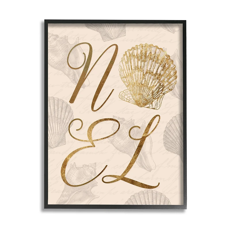 Stupell Industries Noel Holiday Seashell Detail Framed Giclee Art