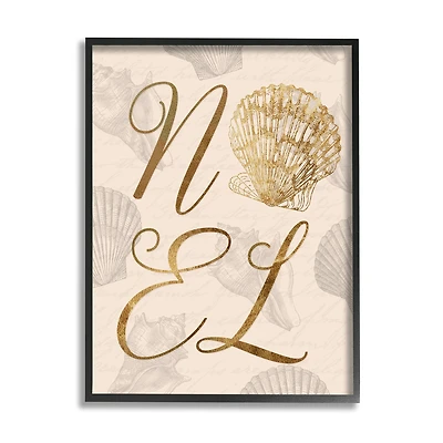 Stupell Industries Noel Holiday Seashell Detail Framed Giclee Art
