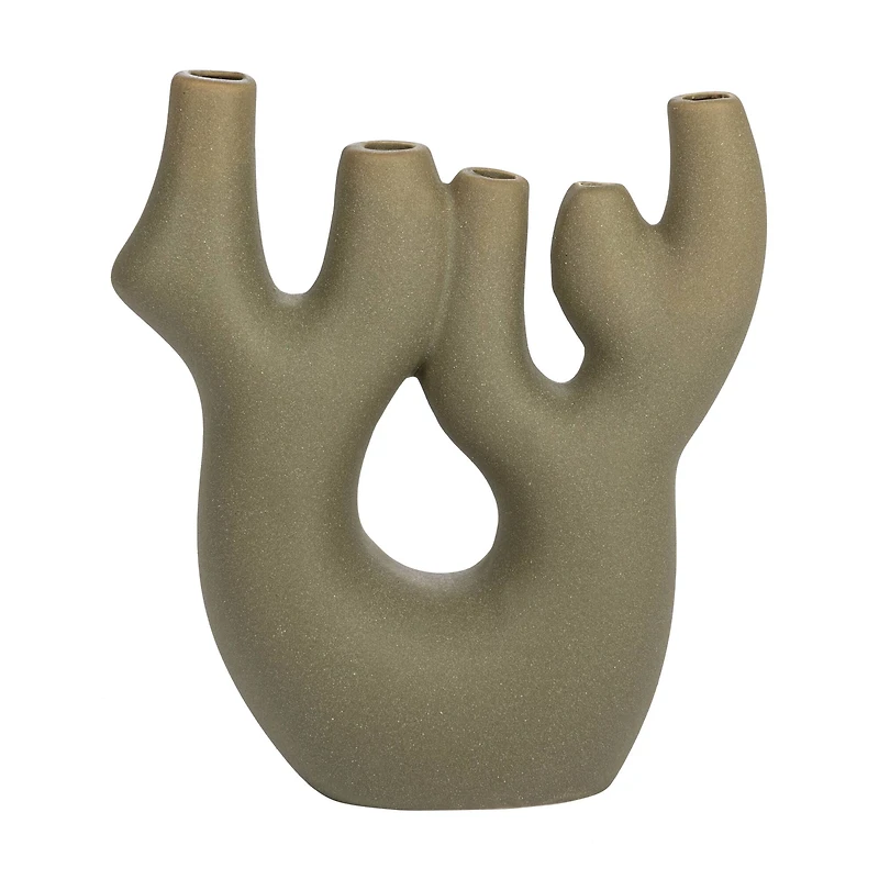 Hello Honey® 7.5" Green Abstract Coral Shaped Stoneware Vase