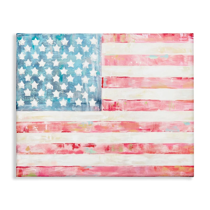 Stupell Industries Patriotic Brushed Flag Canvas Wall Art