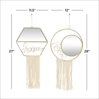 Gold Metal Contemporary Hanging Wall Mirrors Set 