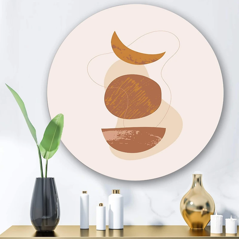 Designart - Moon and Sun Shapes In Retro Terracotta Tones I