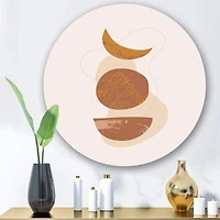 Designart - Moon and Sun Shapes In Retro Terracotta Tones I