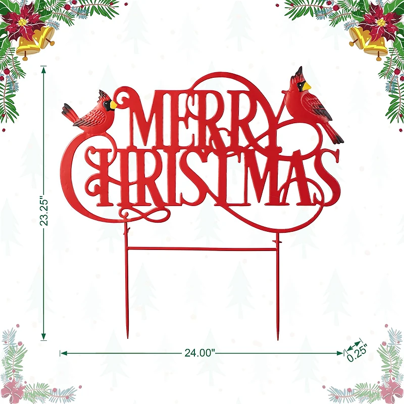 Glitzhome® 2ft. Merry Christmas Metal Yard Stake