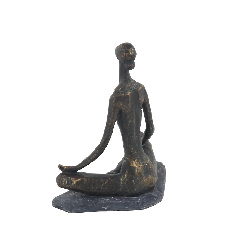 11" Black Polystone Modern Meditation Sculpture