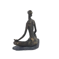 11" Black Polystone Modern Meditation Sculpture