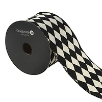 2.5" x 20ft. Black & White Rhombus Wired Ribbon by Celebrate It® Halloween