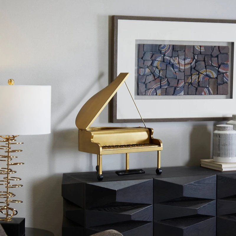The Novogratz 22" Gold Metal Piano Instrument Sculpture