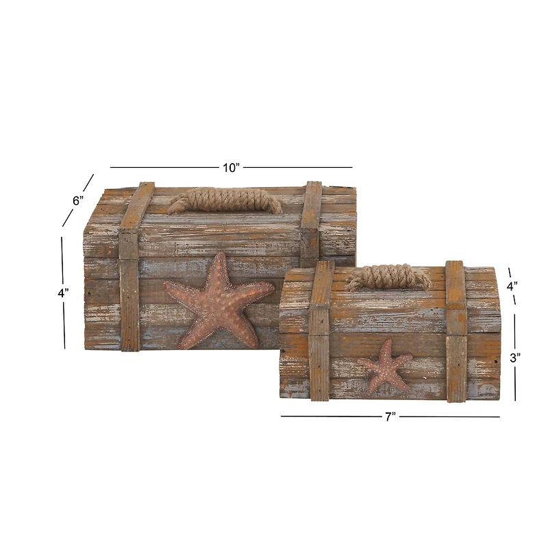 Brown Wood Coastal with Starfish Box Set