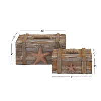 Brown Wood Coastal with Starfish Box Set