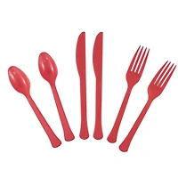 JAM Paper Red Premium Extra Heavy Weight Plastic Cutlery, 24ct.