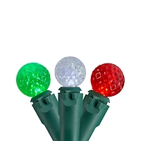 50ct. Red, Green & White LED G12 Berry Christmas Lights Set With Green Wire