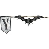 7ft. Gray & Black Metal SPOOKY Halloween Bat Banner