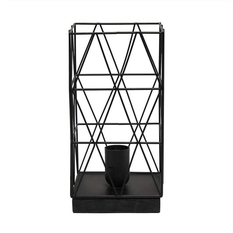 Simple Designs 10" Geometric Square Metal Table Lamp
