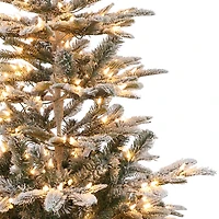 6 Pack: 4.5ft. Pre-Lit Flocked Aspen Fir Artificial Christmas Tree, Clear Lights