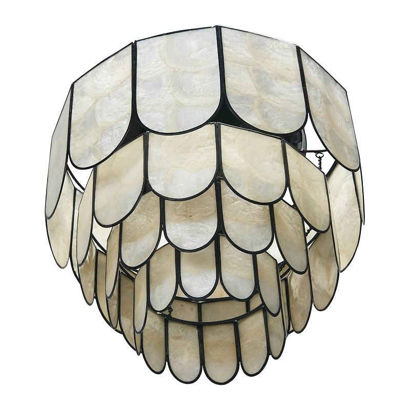 Hello Honey® 14" Round 4-Tier Capiz & Metal Flush Mount Ceiling Light