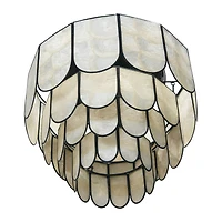 Hello Honey® 14" Round 4-Tier Capiz & Metal Flush Mount Ceiling Light
