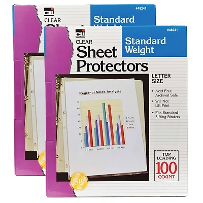 Charles Leonard Clear Sheet Protectors, 2 Packs of 100