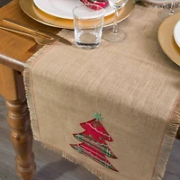 DII® 108" Embroidered Tree Burlap Table Runner
