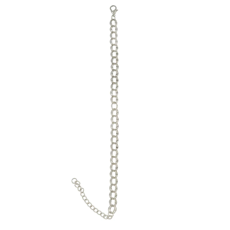 7.5" Rhodium Double Curb Charm Bracelet by Bead Landing™