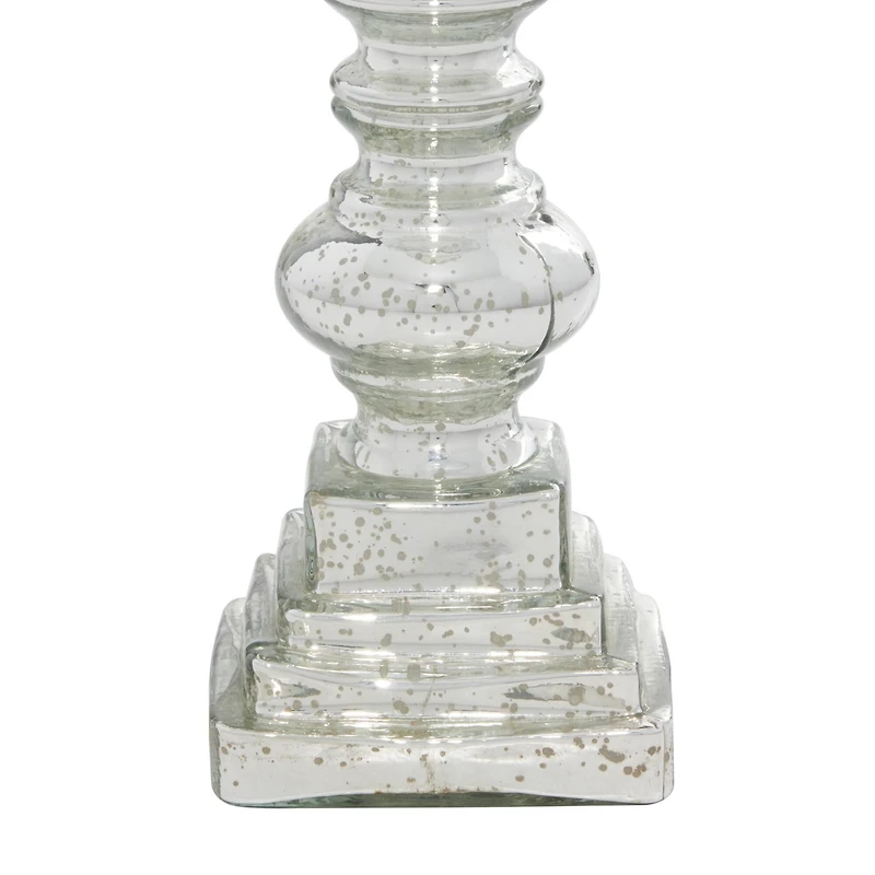 Silver Glass Candle Holder Set