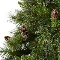 7.5ft. Pre-Lit Golden Tip Washington Pine & Pinecones Artificial Christmas Tree with Clear Lights