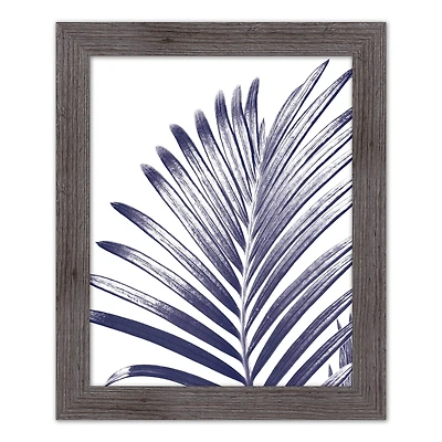 Navy Palm Leaf Wall Print in Western Gray Frame