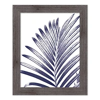 Navy Palm Leaf Wall Print in Western Gray Frame