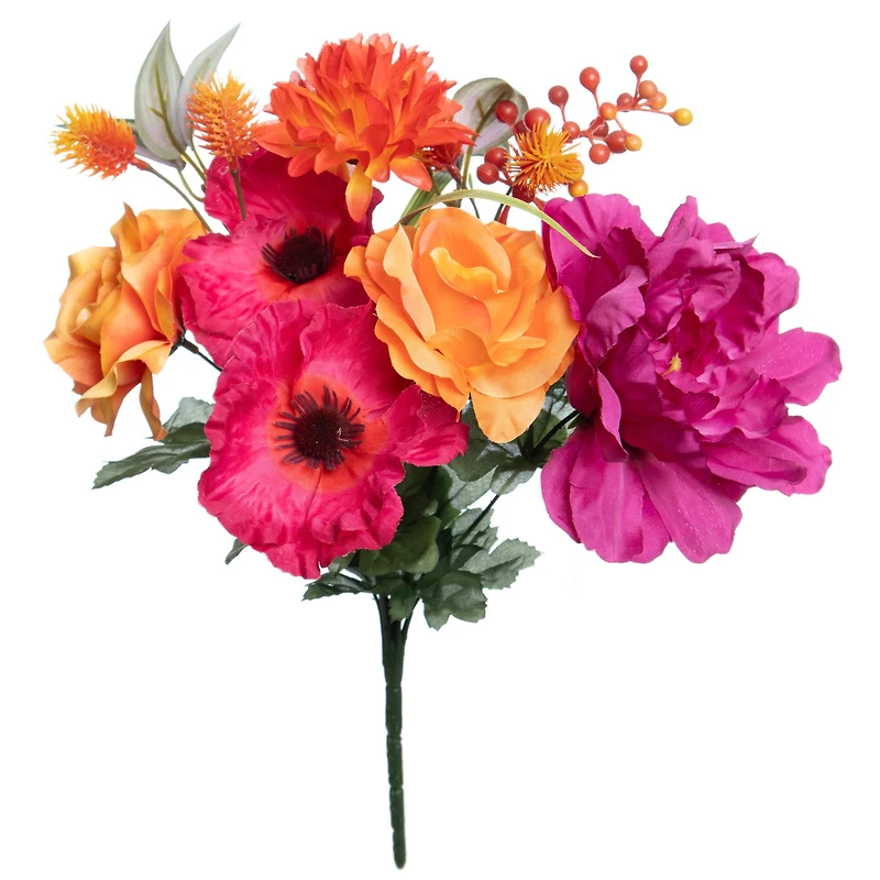 14" Pink & Coral Rose & Poppy Mix Mixed Bush by Ashland®