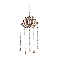 Gold Mango Wood Eclectic Style Windchime, 15" x 30"