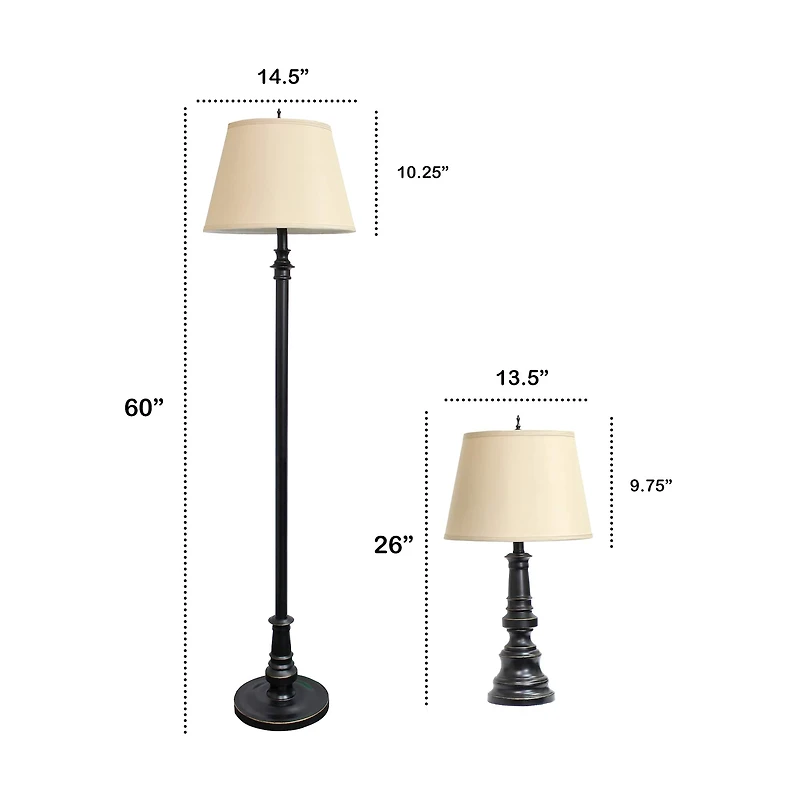 Lalia Home Restoration Bronze Table and Floor Lamp Set